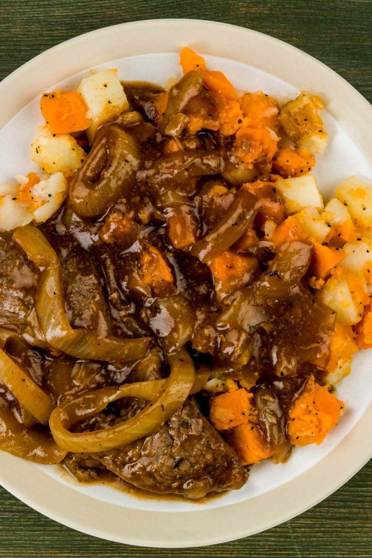 Slow Cooker Braised Steak and Onions Easy Peasy Slow Cook