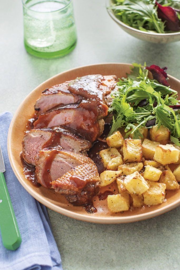 slow cooker orange duck with crispy skin and a rich glaze.