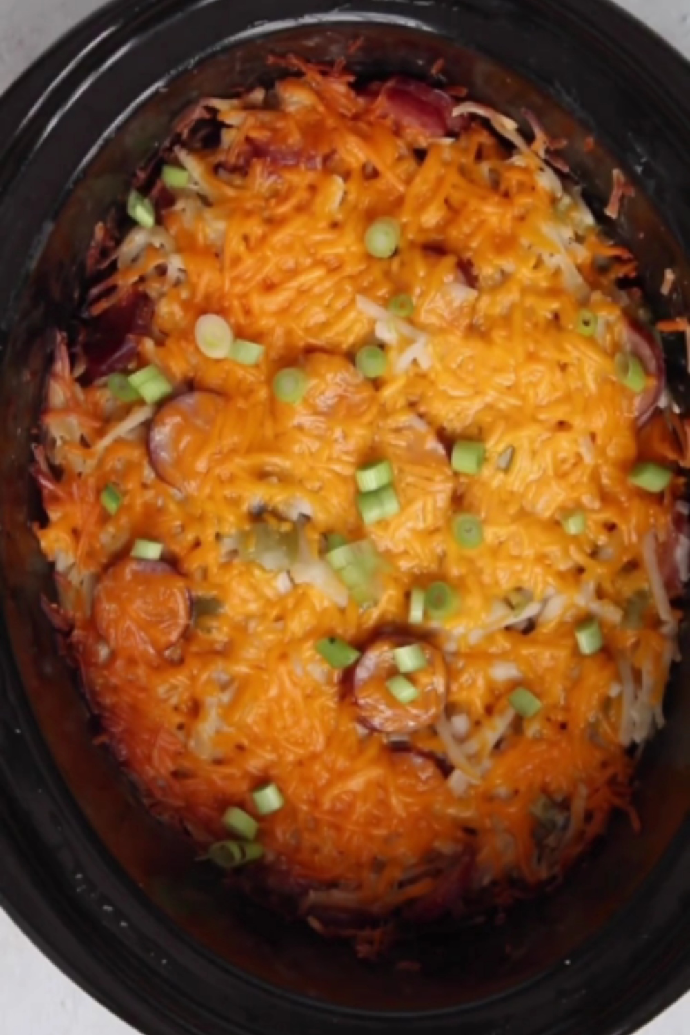 Slow Cooker Cheesy Kielbasa Hashbrown Casserole