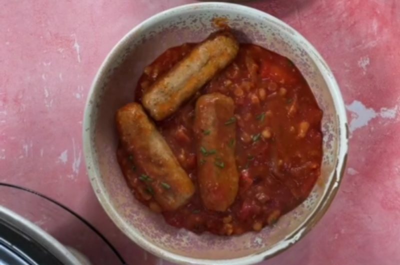 Slow Cooker Sausage and Baked Bean Casserole