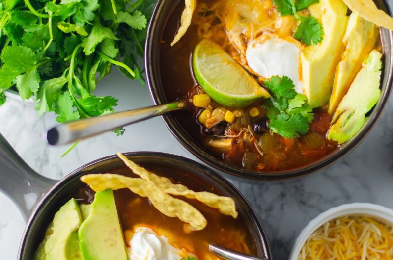 5 Ingredient Slow Cooker Chicken Tortilla Soup