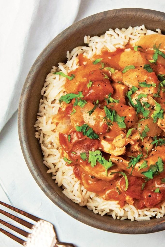 Slow Cooker Chicken Thighs Paprikash Over Rice