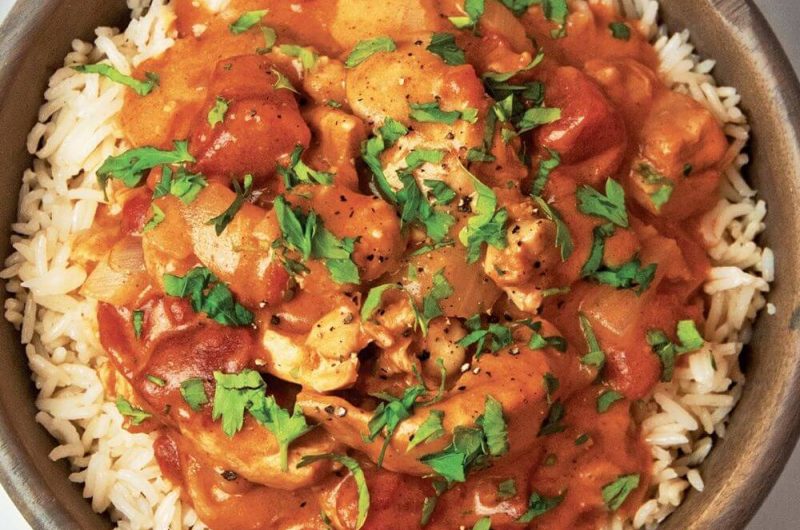 Slow Cooker Chicken Thighs Paprikash Over Rice