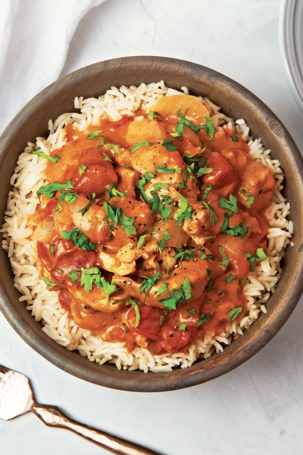 Slow Cooker Chicken Thighs Paprikash Over Rice