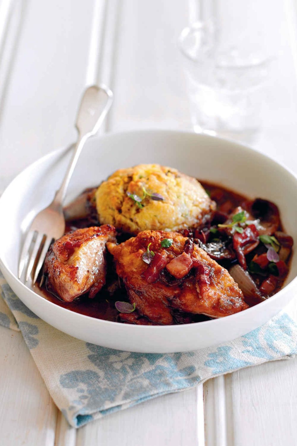 Chicken Red Wine Casserole with Herby Dumplings