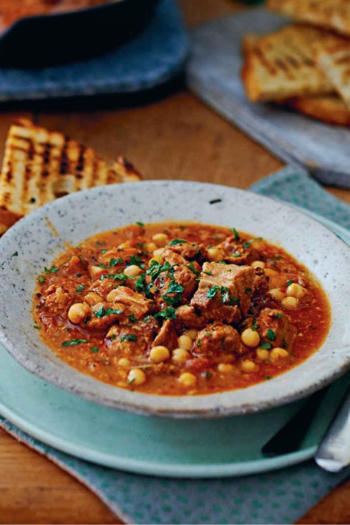 Chorizo Pork Belly Chickpea Casserole