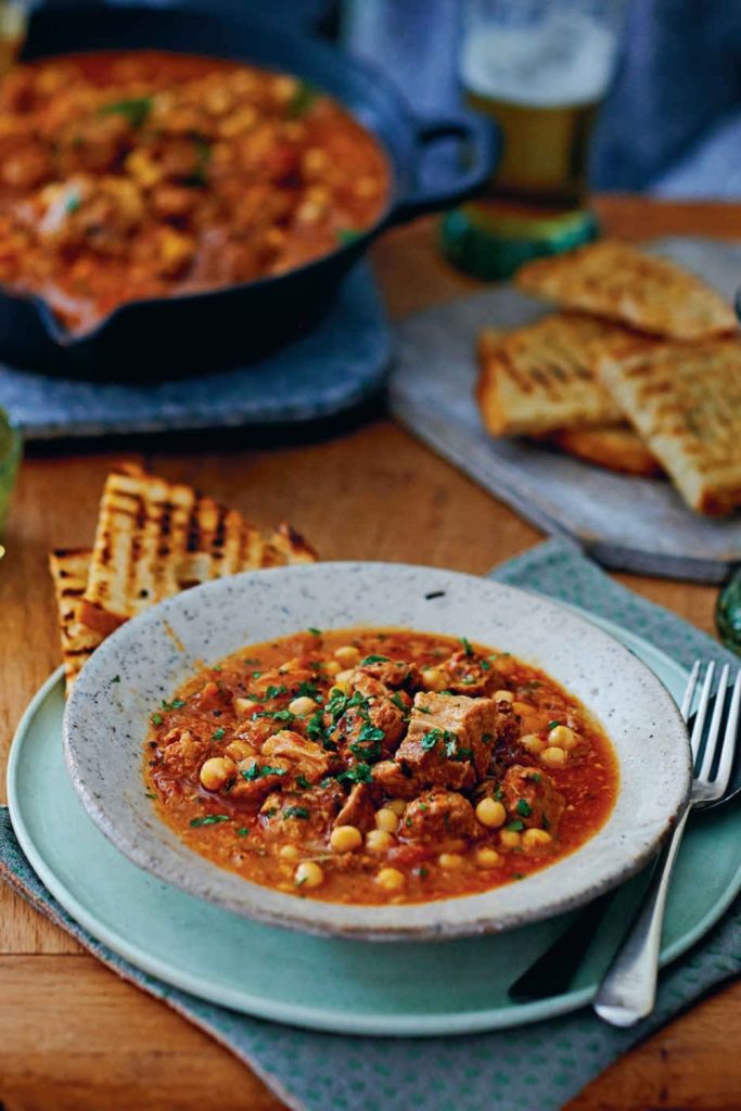 Chorizo Pork Belly Chickpea Casserole