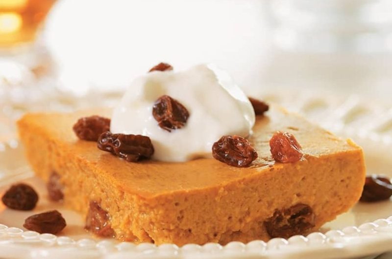 Lower-sugar Raisin-orange Pumpkin Pie Pudding In Slow Cooker