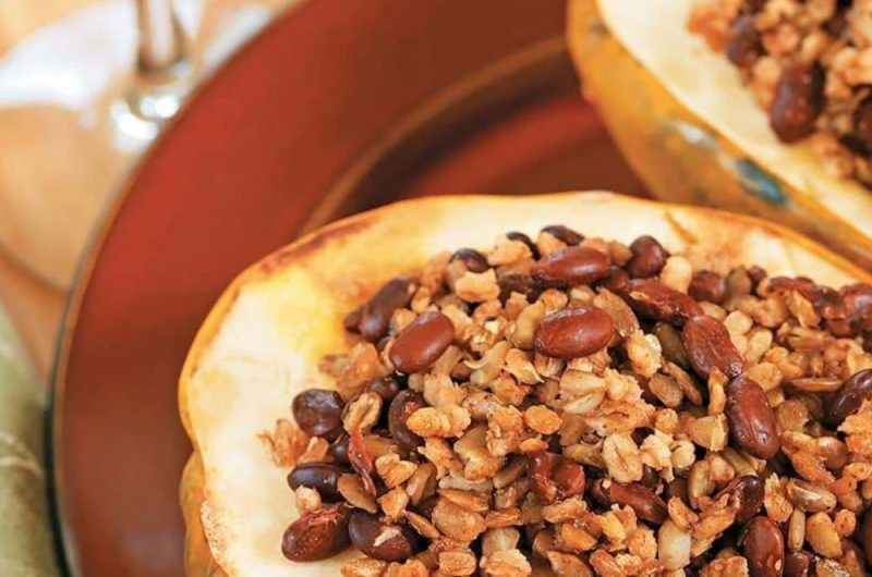 Seeded and Stuffed Carnival Squash In Slow Cooker