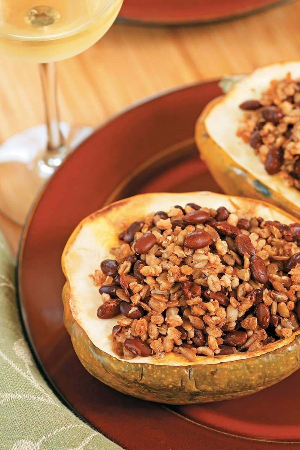 Seeded and Stuffed Carnival Squash In Slow Cooker