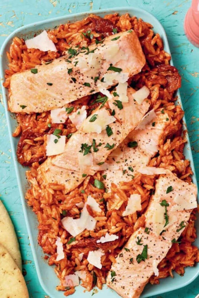 Slow Cooker Salmon Orzo Pasta