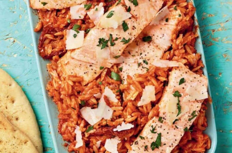 Slow Cooker Salmon Orzo Pasta