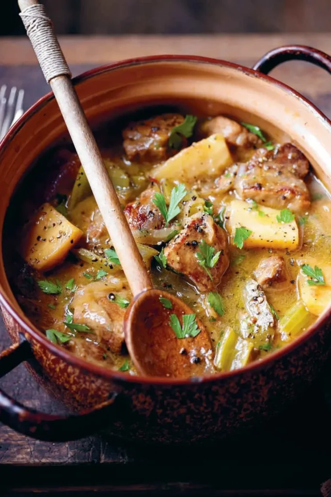 Slow-braised Pork Shoulder with Cider & Parsnips