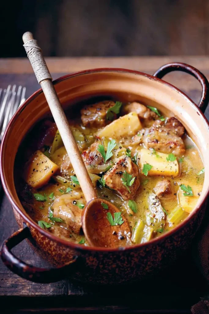 Slow-braised Pork Shoulder with Cider & Parsnips