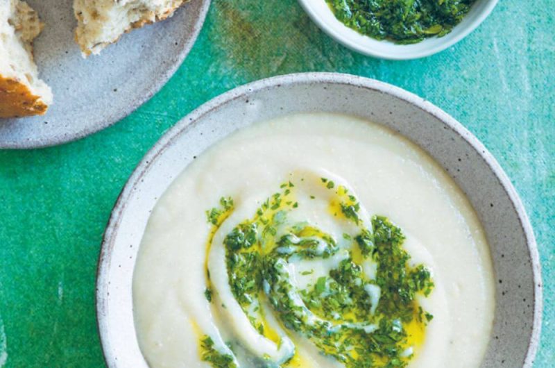 Leek, Fennel and Potato Soup With Herb Salsa