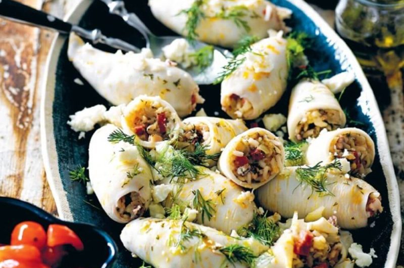 Slow Cooker Mediterranean Stuffed Squid