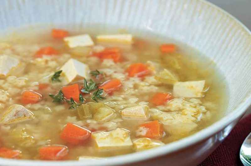 Slow Cooker Smoked Tofu and Stars Soup