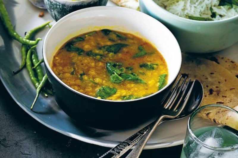 Slow Cooker Yellow Dal With Spinach