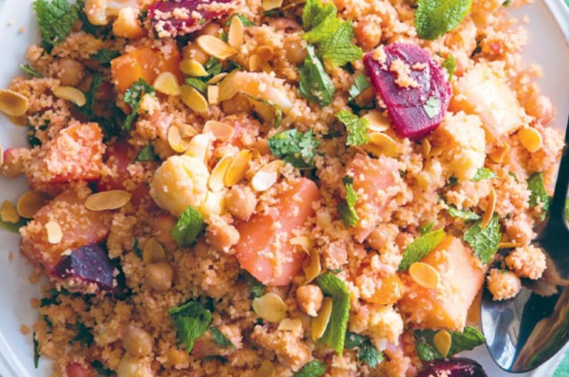 Slow Cooker Braised Root Vegetable Salad With Chickpeas And Couscous