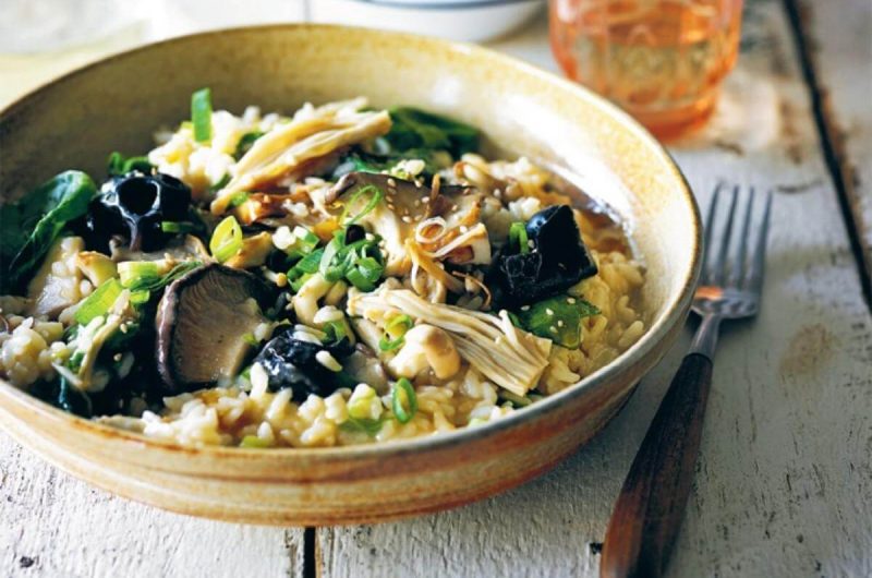 Slow Cooker Butter Miso Mushroom Risotto