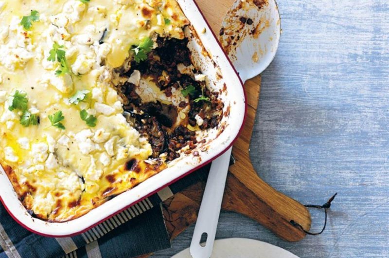 Slow Cooker Lentil and Mushroom Moussaka