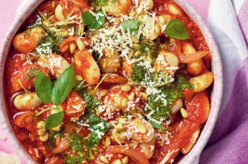 Slow Cooker Butterbean, Pesto & Chorizo Stew