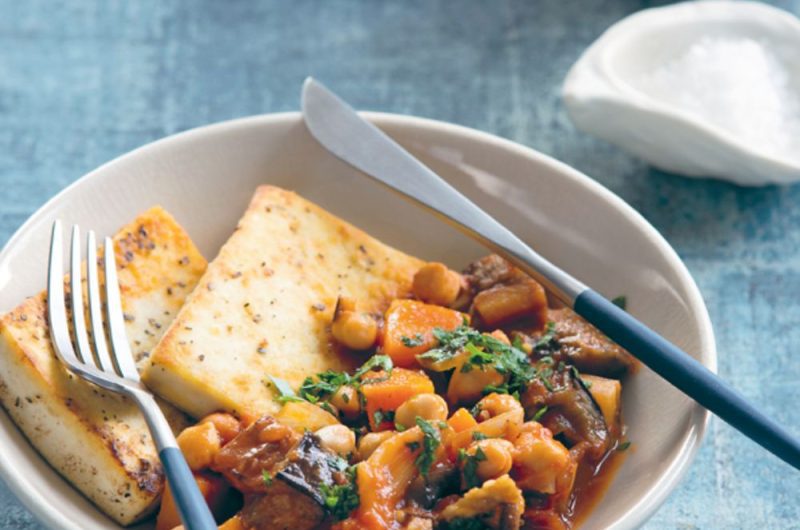 Slow Cooker Chickpea Cacciatore With Pan-fried Tofu And Olives