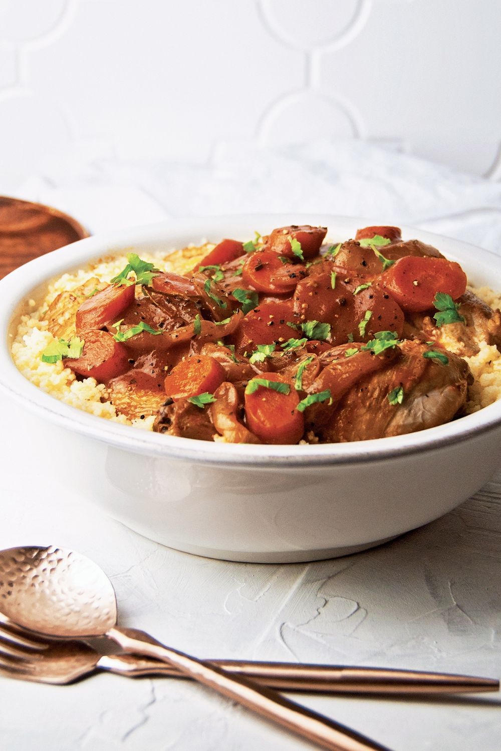 Slow Cooker Coq Au Vin Blanc (Wine-braised Chicken)