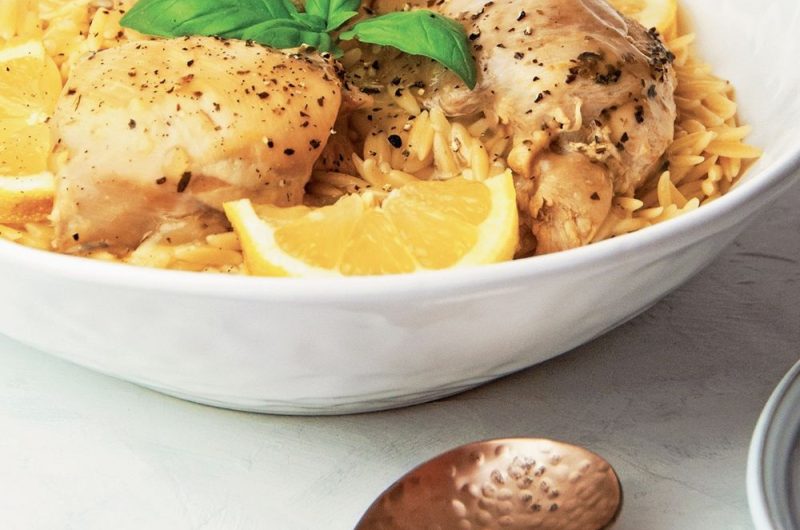 Slow Cooker Lemon Basil Chicken With Orzo