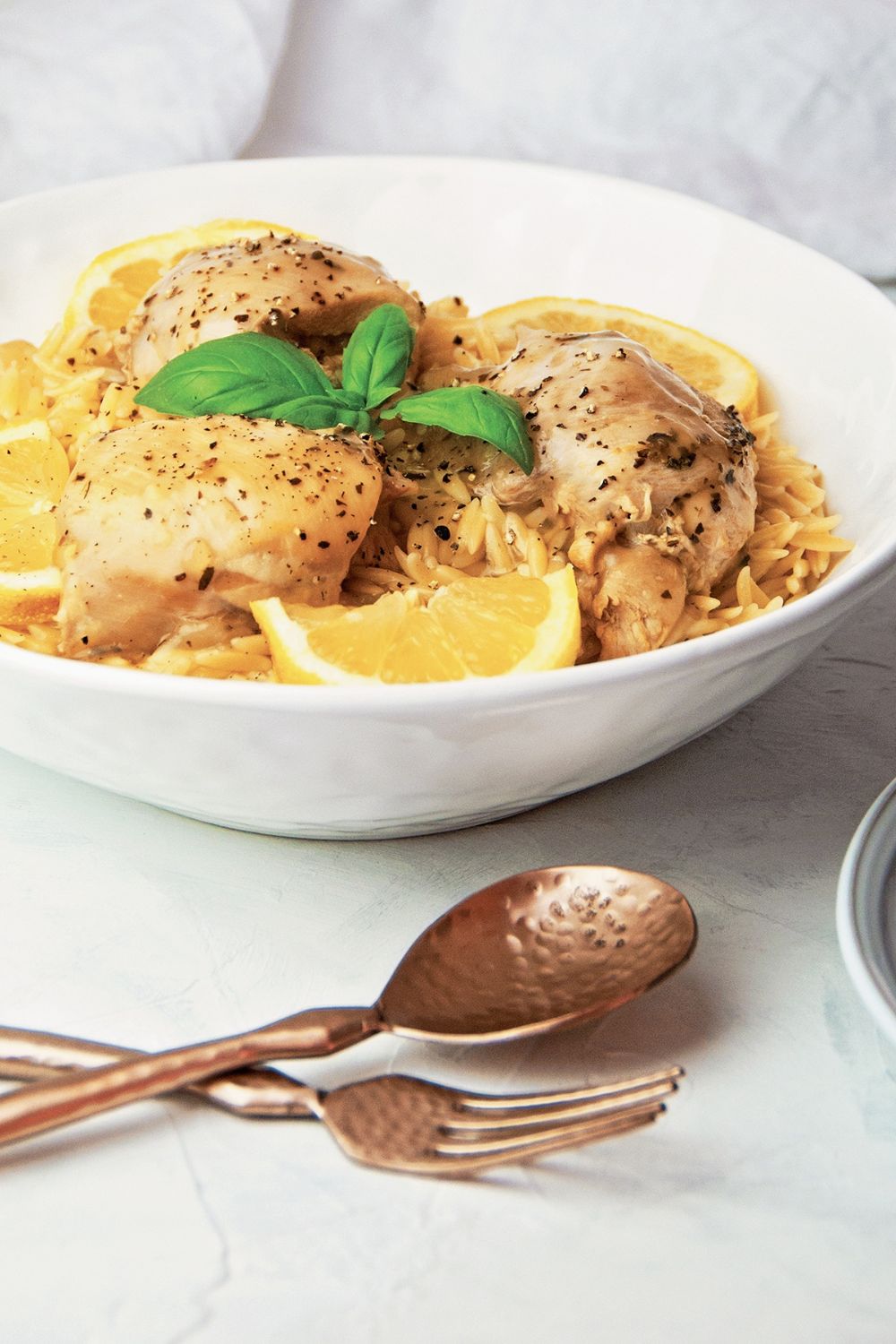 Slow Cooker Lemon Basil Chicken With Orzo