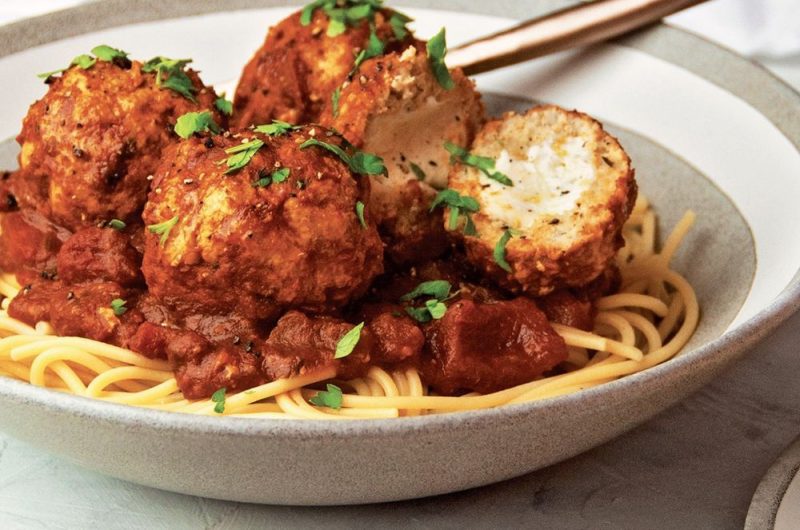 Slow Cooker Mozzarella Stuffed Chicken Meatballs