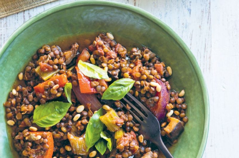 Slow Cooker Puy Lentils With Caponata