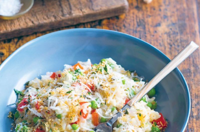 Slow Cooker Red Capsicum And Pea Risotto